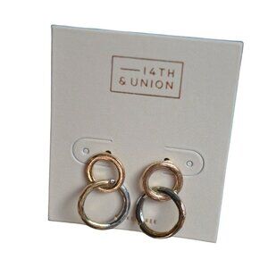 14th & Union Mixed Metal Double Hoop Earrings For Women NWT Gift